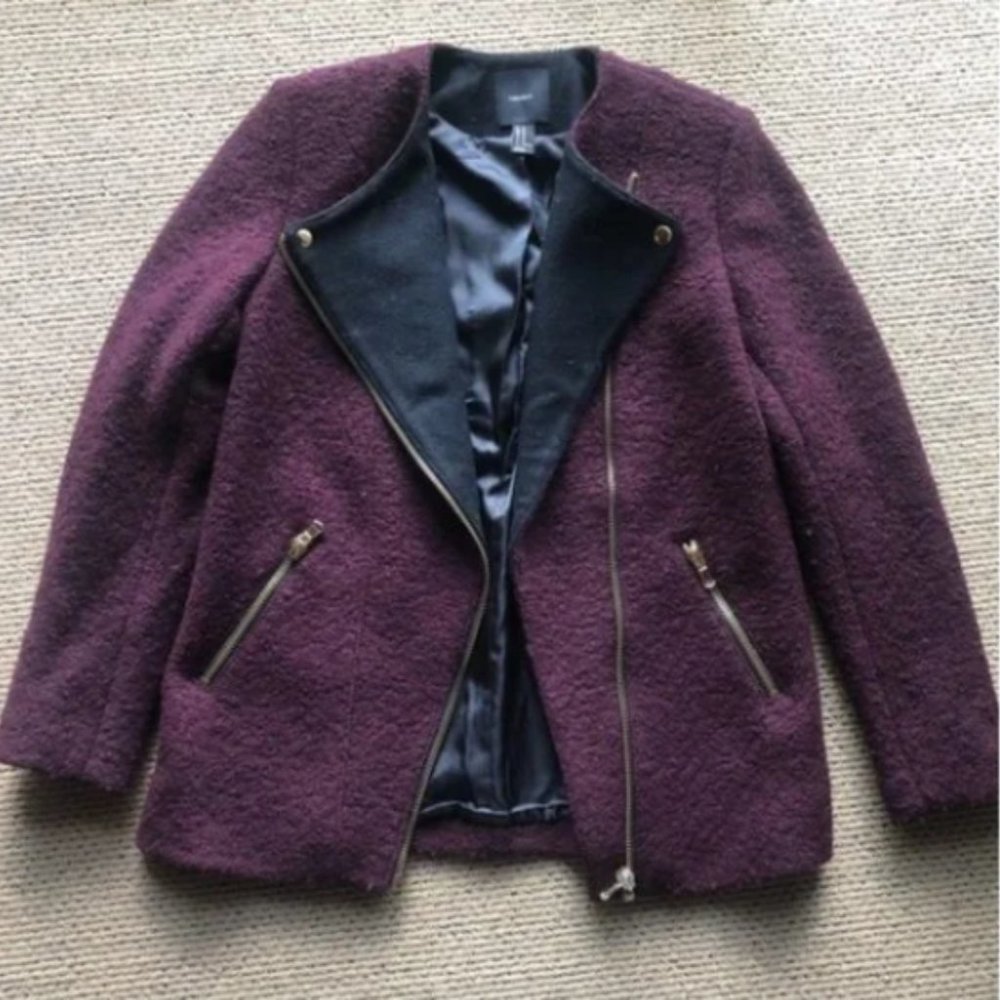 Wool Jacket | Purple Jacket | Winter Jacket | Wool Jacket - Picture 2 of 5